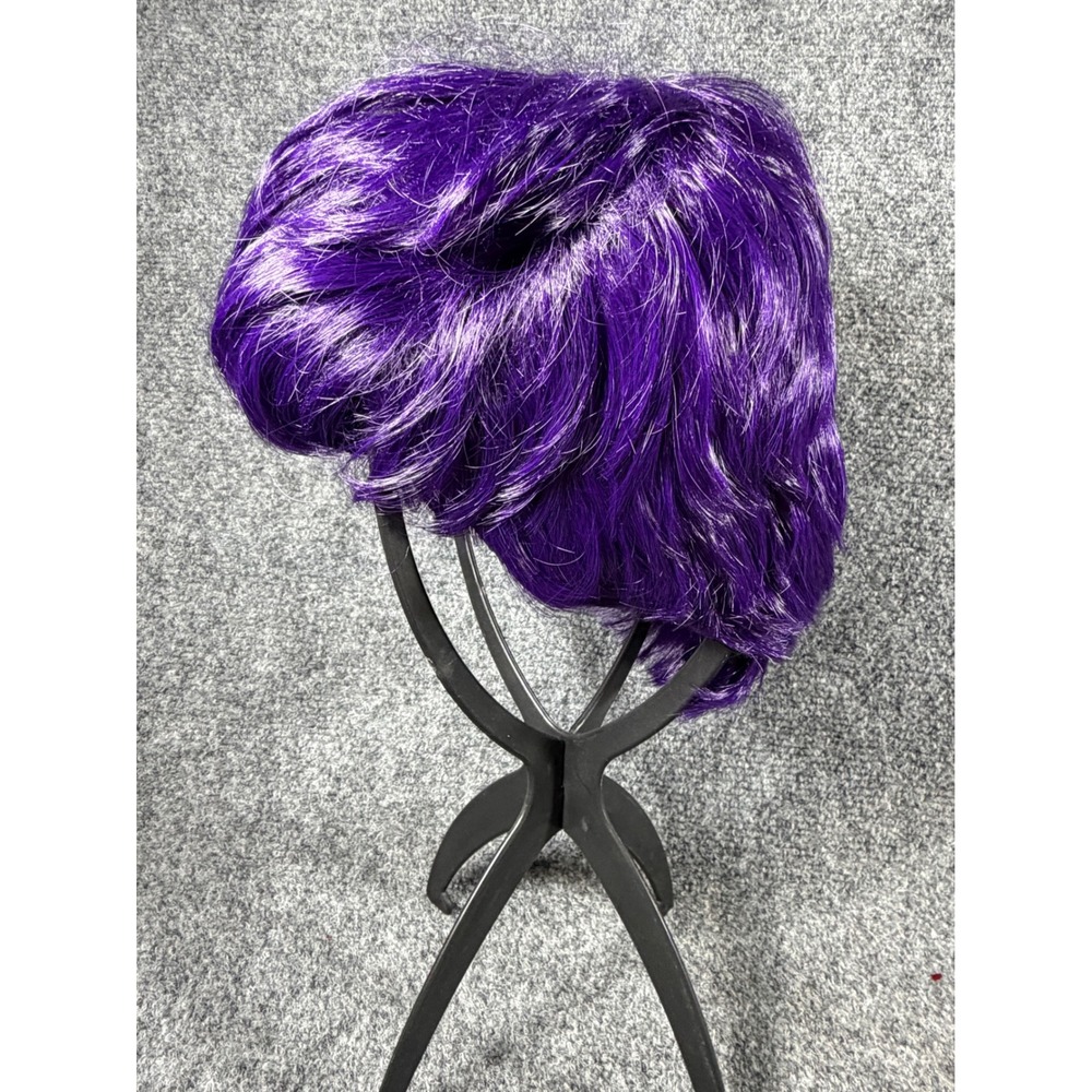 Pixie Cut Human Hair Wig Purple  Unisex Cosplay Fairy Costume